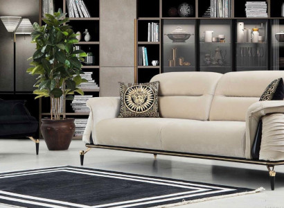 Luxus 2tlg Wohnzimmer Set Sofa 3-Sitzer mit sessel Modernes Design Couch